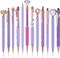 12Pcs Luxury Crystal Diamond Ballpoint Pens Set - Purple Glitter Metal Pens for Women, Journaling Supplies with Black Ink for School Office Desk